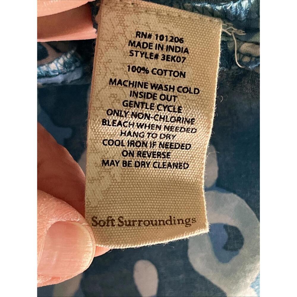 Soft Surroundings Blue And White Tunic 100% Cotton Summer Boho Size PL - Picture 8 of 8